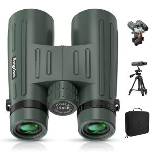 Jumelles 14x45 pour Adultes, puissantes, pour la Chasse, avec Une Vue d&eacute;gag&eacute;e et Large, &eacute;tanches, avec Adaptateur de t&eacute;l&eacute;phone en m&eacute;tal et tr&eacute;pied pour l'observation des Oiseaux, la randonn&eacute;e et (Sogries, neuf)