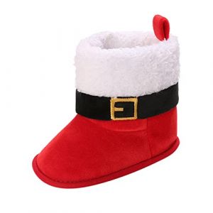 Generisch Bottes d'hiver pour b&eacute;b&eacute; gar&ccedil;on et fille Chaussures en coton haut de gamme Coton Laine Chaud Confortable No&euml;l Look P&egrave;re No&euml;l Chaussures Enfants 1 an, rouge, 20 EU (LinHh125, neuf)