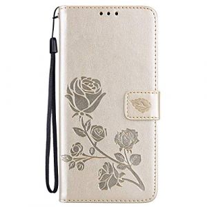 Midmelon Housse de Portable pour Huawei Honor 9X Lite,Motif de Fleurs Roses 3D en Relief Antichoc Mince Cuir Rabat Bourse Etui Coque avec Porte Cartes Support,Or (Ucikov, neuf)