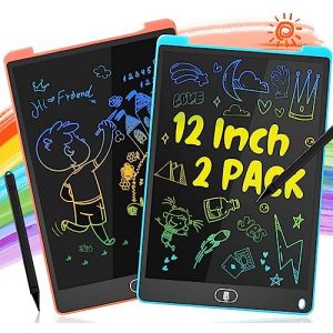 NCKIHRKK 2 Pièces Tablette Dessin Enfant LCD 12 Pouces Coloré, Magique Effaçable et Réutilisable, Cadeaux pour Garçon Filles, Bleu + Rose (AMICO MICHELE, neuf)