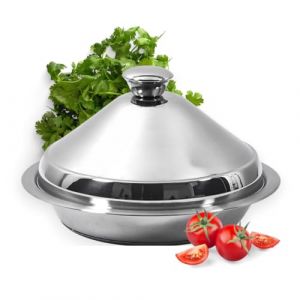 PZL CONCEPT Tajine Induction tout Feux en Acier Inoxydable - Diamètre 24 cm - Plat à Tajine Marocain pour Plaque Induction, Vitrocéramique, Gaz, Halogène et Four - Marmite, Casserole (Valse des Prix, neuf)