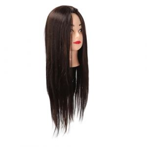 Tête de Mannequin de Coiffure 63 Cm Tête en Fibre Synthétique Style Partie Centrale Cosmétologie Mannequin Noir (HELEVIA, neuf)