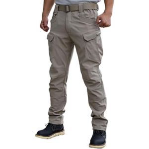 WINKEEY Pantalon Tactique Homme Pantalon de Travail Militaire Randonn&eacute;e Imperm&eacute;able Coupe-Vent 8 Poches, Kaki XXL (WINKEEY, neuf)