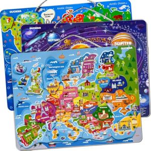 QUOKKA Puzzle Magnétique Enfant 4 5 6 Ans - 3 Puzzle Carte du Monde Enfant 3 4 Ans - Jouets Éducatif Carte du Monde Europe et Espace - Cadeau pour Garçons et Filles de 3 à 7 (Adducate Inc., neuf)