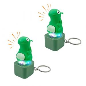 Porte-clés grenouille avec bouton sonore, porte-clés lézard pour enfants avec lumières colorées et bouton sonore, pendentif de clé, petit canard jaune, porte-clés amusant de voiture pour soulager le (yjxian, neuf)