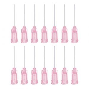 sourcing map 50Pcs 20G Distribution Aiguilles, 1" PTFE Colle Aiguille Tube Blunt Conseils avec PP Flexible Aiguille pour Liquide Colle Pistolet, Rose (Weisser Berg, neuf)