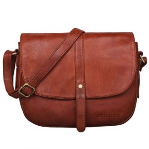 STILORD 'Kira' Sac à Main en Cuir pour Femme Sac à Bandoulière Vintage Petite Besace Sac à l'Épaule Sorties Soirées Shopping, Couleur:cognac - used (STILORD Cuir, occasion)
