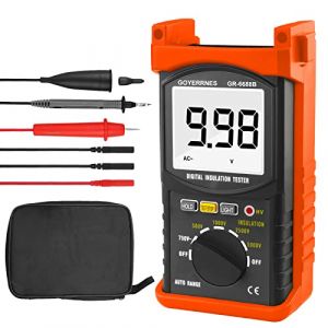 Testeur de résistance d'isolation,GR-6688B Mégohmmètre portable 200 Gig Ohm Résistance d'isolation numérique avec gamme 500V/1000V/2500V/5000V,avec Data Hold Rétro-éclairage (SZGUOYU, neuf)