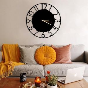 Dekory Horloge Murale en Métal Silencieuse, Pendule Murale de Style Industriel Vintage, Idéale pour Salon, Bureau, Chambre, Cuisine et Salle à Manger (35 x 35 cm, Salcedo) (Dekorywallart, neuf)