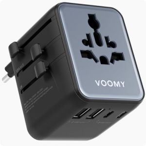 Adaptateur Prise Universelle 28W avec 3 USB-C et 2 USB-A, Adaptateur Prise Anglaise, Adaptateur Prise USA, Adaptateur Prise Japon, Adaptateur Voyage Universel International France, Plug A/C/G/I (Voomy FR, neuf)
