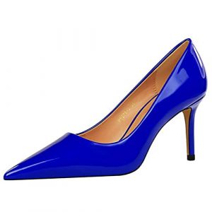 Chaussures en cuir verni pour femme - Escarpins &agrave; talons aiguilles - Chaussures de f&ecirc;te - Escarpins &agrave; la mode - Chaussures pour femmes - bleu, 34 (sailimaiEU, neuf)