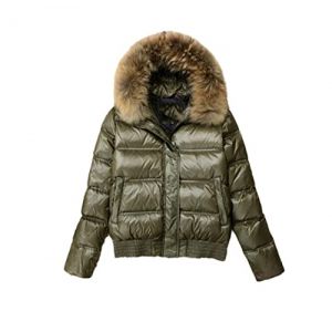 Veste d'hiver en plumes de fourrure pour femme, parkas courtes &agrave; capuche en duvet de canard blanc, manteau d'hiver pour femme, M (Einsame Nacht, neuf)