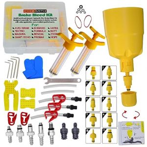 CYCEARTH Kit de purge d'huile de frein &agrave; disque hydraulique pour tous les freins Shimano, SRAM, Aid, Tektro, Magura, Hayes, outil de r&eacute;paration de freins de v&eacute;lo (am&eacute;lior&eacute;) (CYCEARTH Cycling Equipment Co.,LTD, neuf)