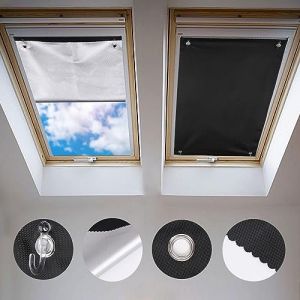 Johgee Store Occultant sans Perçage pour Velux GGL S06 et 606-96 x 93 cm, Rideau Occultant Thermiques avec Ventouse, Protection Solaire, Store pour Fenêtre de Toit Chambre Jardin Voiture (Wohl-Hausshop, neuf)