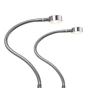 kalb Material für Möbel Lampe de chevet LED lampe de lecture luminaire flexible chrome gris argenté interrupteur tactile, coloris : chromé, lot de 2 (kalb-m, neuf)
