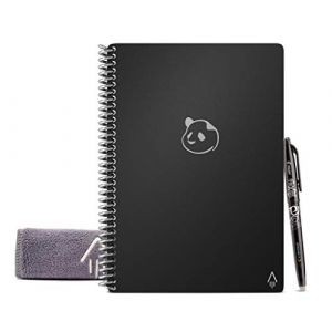 Rocketbook Panda Planner – Agenda scolaire journalier réutilisable avec 1 stylo Pilot Frixion et 1 chiffon en microfibre inclus – Couverture noire, format A5 (Atlantic Access Store, neuf)