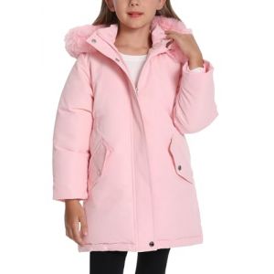 FEOYA Fille Blouson D'Hiver D'Extérieur Enfant Manteau Parka Dick Ado Doudoune Coupe Vent Mode Veste Longue Polaire Imperméable Teddy À Capuche Chaud Rose 7 8 Ans (JINWEIEU (livraison sous 5-12 jours), neuf)