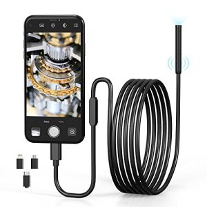 Camera Endoscopique WiFi, Camera Canalisation HD 1944P, Caméras d'Inspection pour iPhone Android Mobile Sonde de 7,9mm Étanche IP67 avec 6 LED (LINLOO, neuf)