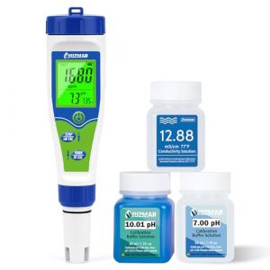 UIUZMAR pH Mètre Numérique Analyseur de Salinité Testeur Sel et pH Testeur pH Piscine Electronique 5 en 1 pH Salinité TDS EC Température Mètre pour Piscine au Sel Spa Aquarium Hydroponiques (Hecotrax Tester, neuf)