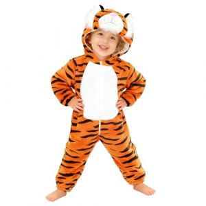 Capaneus D&eacute;guisement Tigre Enfant, Costume Combinaison Tigre Enfant, D&eacute;guisement de B&eacute;b&eacute; Animaux avec Capuche pour Gar&ccedil;on et Fille pour Carnaval et Halloween L (shuokang, neuf)