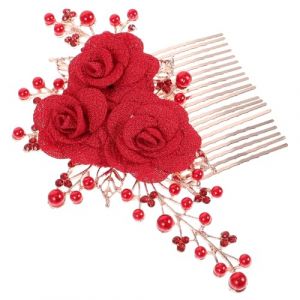 FOMIYES Prise cheveux rouge hair charms barrette fleur Coiffe mariée casque floral accessoires de cheveux de mariage peigne à cheveux fleur de mariage peigne à cheveux de mariage alliage (Family&Personal, neuf)