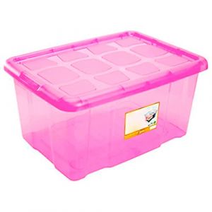 Acan Tradineur - Boîte de rangement en plastique pour jouets, livres, vêtements, couvertures - N° 18 (rose) - 45 x 61,5 x 29,7 cm - 60 litres (TRADINEUR, neuf)