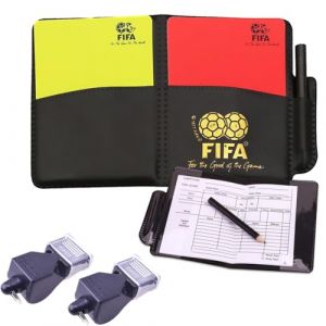 Kit Arbitre Football, 2 Sifflet Arbitre football, Carton Arbitre Football, Ensemble de Cartes D'Arbitre de Football avec Sifflet Arbitre, PVC Carton Jaune et Rouge Arbitre, Porte-cl&eacute;s Sifflet (DINODANUBE TRADING, neuf)