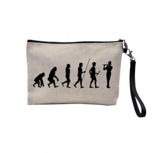 Pochette en Lin - Evolution Flute Traversi&egrave;re Musique Instrument Musicien - Trousse Maquillage en Toile Aspect Lin - Trousse de Toilette - 23,5 x15 cm (FabulousBOUTIK, neuf)