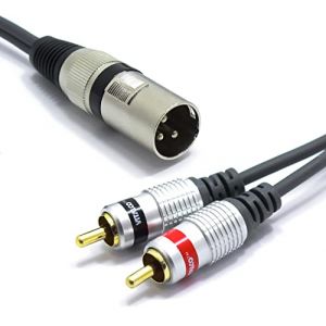 VITALCO C&acirc;ble XLR M&acirc;le vers Double RCA 1,5m Adaptateur Prise 3 Broches Connecteur XLR vers 2x RCA m&acirc;le C&acirc;ble de Connexion Microphone Audio splitter R&eacute;partiteur (pckliper, neuf)