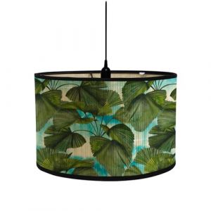 FANSU Abat-Jour en Tissu Classique Tambour Abat-jour, Tropical Fleurs Remplacement Abat, Jour Fait à la Main, pour Lampe de Table Suspension Lampe de Chevet Lampadaire (30x30x20cm,Bleu) (JINBO, neuf)