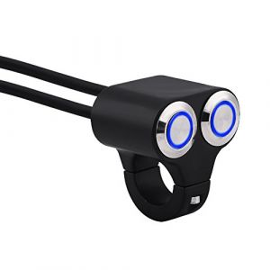 Commutateur de Guidon Interrupteur de Commande de Guidon de Moto On/Off Bouton de Retour Manuel 7 / 8inch 22mm Universelle Interrupteur de Phare Indicateur LED en Alliage d'Aluminium(Type-C) (sunfany uk, neuf)