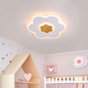 LUOLONG Plafonnier LED pour Enfants en Bois 30cm Forme de Fleur Plafonniers pour Chambre d'enfants 3000K 20W Garçon Fille Bébé Blanc Lampe de Chambre pour Enfants avec Fonction Veilleuse (Li Du Zone, neuf)