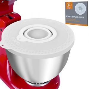 Couvercle de Bol en Silicone Compatible avec Kitchen Aid 4.5-5 Quart Bols de Batteur à Tête Inclinable avec Petit Bol Pliable, Couvercles de Bols à Pâte Levante (Blanc) (PQPO, neuf)