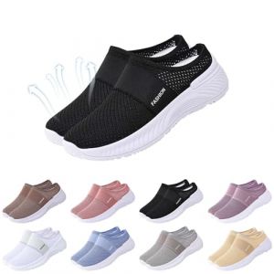 Chaussons orthop&eacute;diques pour femme d'&eacute;t&eacute;, chaussures orthop&eacute;diques pour femme avec coussin d'air, glissement sur doux et confortable, pantoufles en maille antid&eacute;rapante, respirantes &agrave; bout ferm&eacute; (PengyiTrading, neuf)