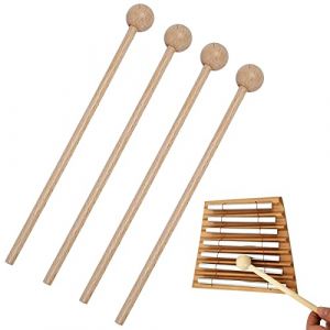 Maillets Marimba à Percussion, Maillets en bois pour Marimba, 4 Pièces Baguettes de Percussion Marteau pour Instrument Glockenspiel, Xylophone, Carillons (Sweems, neuf)