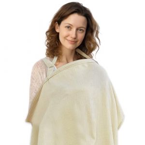 IGXX Couverture allaitement &agrave; arceau rigide coton respirant sangle r&eacute;glable - Usage multiple : Cache-allaitement housse poussette capote si&egrave;ge auto (Kaki) (IGXX FR, neuf)