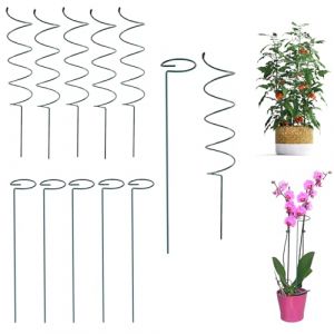 12 pi&egrave;ces Tuteur &agrave; tomates 40cm Tuteur en Spirale et Droit Tomato Spiral Stakes R&eacute;utilisable Supports torsad&eacute;s en m&eacute;tal pour Plantes grimpantes, tomates, rosiers et vignes de Jardin (2 Types) (KeaJuidy, neuf)