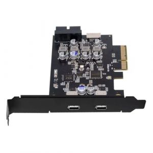 chenyang 4 ports PCI-E 4 x vers 2 USB C/USB 3.0 20 broches/USB 3.1 Prise de panneau avant USB 3.2 Gen2 PCI Express adaptateur de carte d'extension avec double chipset ASM3142 VL822 (ChenYang Cable, neuf)