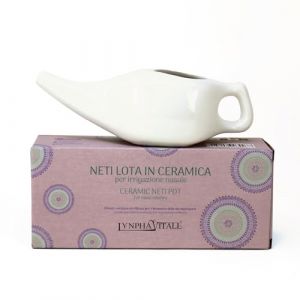 Lynpha Vitale - Neti Pot Antibactérien en céramique blanche de tradition ayurvédique pour l’irrigation et le lavage nasal - Format 200 ml - Neti Lota (Lynpha Vitale di Herborea Srl, neuf)