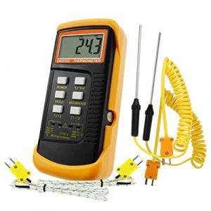 Thermomètre De Type K Avec Capteur De Thermocouple 1300 ° C (° C, ° F Et K Avec 4 Thermocouples (câblé Et Acier Inoxydable) (Thermomètre avec 4 sondes) (Milano Europe, neuf)