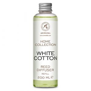 Recharche Diffuseur de Parfum Coton Blanc 200ml - Desodorisant Maison - B&acirc;tonnets de Parfum - Parfum Ambiance - Diffuseur &agrave; Roseaux - Parfum Frais - Diffuseur de Parfum (AROMATIKA trust the power of nature, neuf)