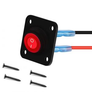 RUNCCI-YUN 12V-24V interrupteur a bascule, LED Interrupteur à Bascule Rond,1Gangs,Étanche DC12V-24V 20A SPST Rond Panneau de commutation 12V pour Voiture, Camion, Voitures de Course, Marine(rouge） (RUNCCI-YUN, neuf)