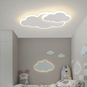 DUNMW Plafonnier LED 3D nuage 50 cm avec 2 nuages, luminaire décoratif d'intérieur, idéal pour une chambre d'enfant, un salon, une chambre de garçon ou de fille, variateur d'intensité, 36 W (Yoouu, neuf)