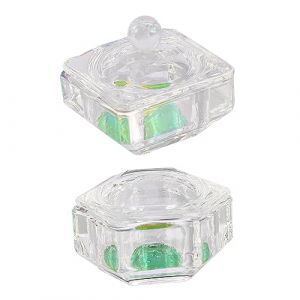 Veemoon 2pi&egrave;ces Godet &agrave; Ongles Verre Avec Couvercle R&eacute;cipient Pour Liquide Acrylique Pour Nail Art Et Manucure (Quiet Window, neuf)