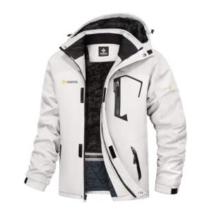 GEMYSE Veste de Ski pour Homme Impermeable Coupe-vent Manteau d'hiver Chaud avec Capuche Blouson Randonn&eacute;e pour Montagne(Blanc 1,S) (GEMYSE, neuf)