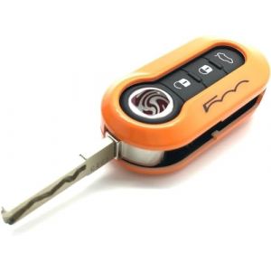 Nordecco - Coque de protection pour cl&eacute; Fiat 500, 500C, 500L, Abarth, Grande Punto, Brava, Fiat Panda Stilo, Linea, avec 3 boutons, couleur: orange et noir (NORDECCO, neuf)