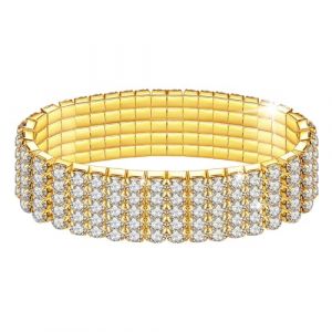 Kucheed Bracelets Extensibles en Strass, Bracelet Rivière en Diamants Étincelants, Bijoux de Mariage Empilables en Cristal Brillant pour Femm (A1) (ChiChiEU, neuf)