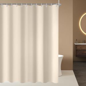 Lerores Rideau de douche, 220 x 180 cm, beige, ourlet lest&eacute;, anti-moisissure, imperm&eacute;able, lavable, en tissu polyester, pour salle de bain, baignoire avec 12 anneaux de rideau de douche (SMALLCO, neuf)