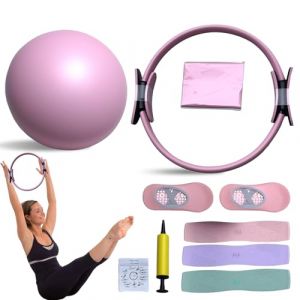 Kit Essentiel de Pilates, Kit de Pilates Portable pour la Maison pour Femmes, avec Anneau de Pilates Tonifiant & Longues Bandes de R&eacute;sistance & Ballon de Pilates Souple & Chaussettes de Pilates (NEW CRAB LIMITED, neuf)