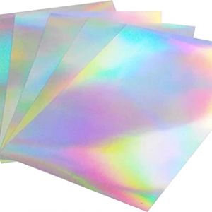 Lot de 10 feuilles de papier autocollant holographique imprimable 21,6 x 27,9 cm, imperm&eacute;able, en vinyle, arc-en-ciel, pour imprimante &agrave; jet d'encre/laser (Cubic Coating, neuf)